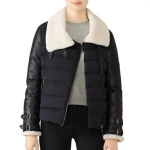 Mackage Jovie Shearling Collar Quilted Puffer Moto Jacket